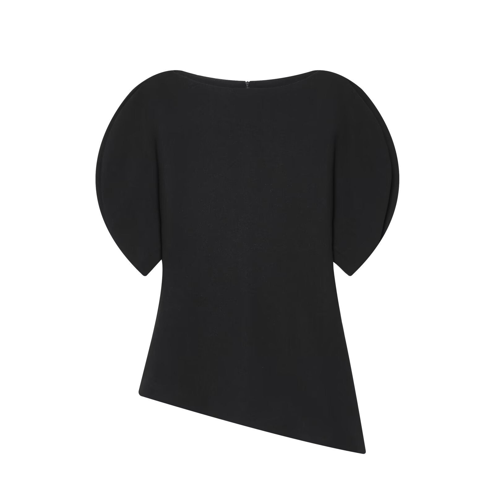 Puff Sleeve Asymmetric Knit Top with Modern Fit