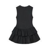 Elegant Tiered Ruffle Mini Dress Sleeveless Party Dress