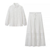Long Sleeve Button Shirt and Maxi Skirt Set