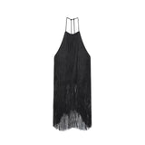 Halter Neck Fringe Mini Dress for Glamorous Evening Style