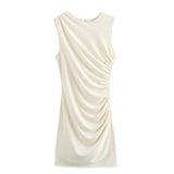 Asymmetric Ruched Mini Dress with One Shoulder Design