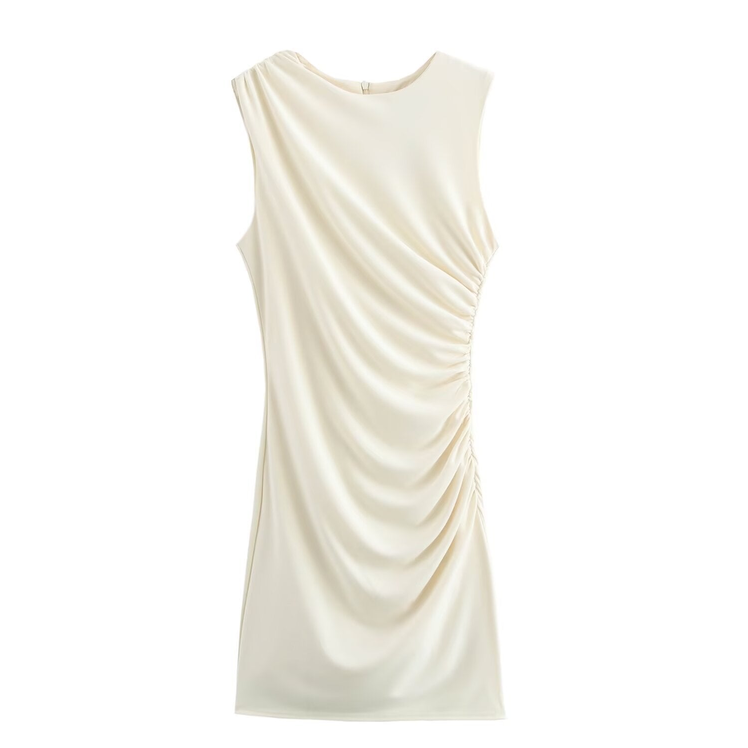 Asymmetric Ruched Mini Dress with One Shoulder Design