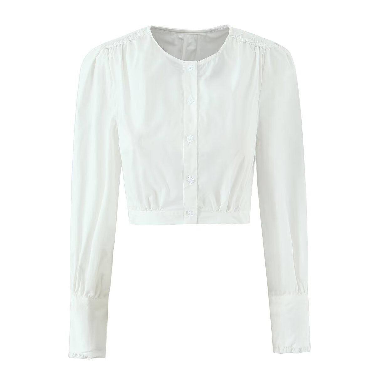 Cropped Long Sleeve Knit Top with Minimalist Design
