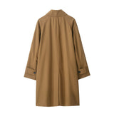 Classic Long Trench Coat with Button Front and Relaxed Fit