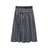 Classic Plaid Midi Skirt High Waist A Line Style