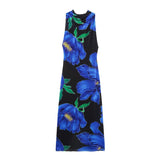 Floral Backless Maxi Dress with Sleek Bodycon Fit