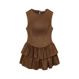 Elegant Tiered Ruffle Mini Dress Sleeveless Party Dress