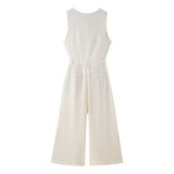 Tailored Vest Style Wide Leg Jumpsuit Elegant