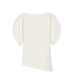 Puff Sleeve Asymmetric Knit Top with Modern Fit