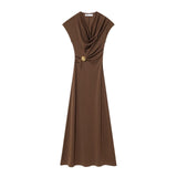 Elegant V-Neck Sleeveless Maxi Dress for Effortless Evening Glamour