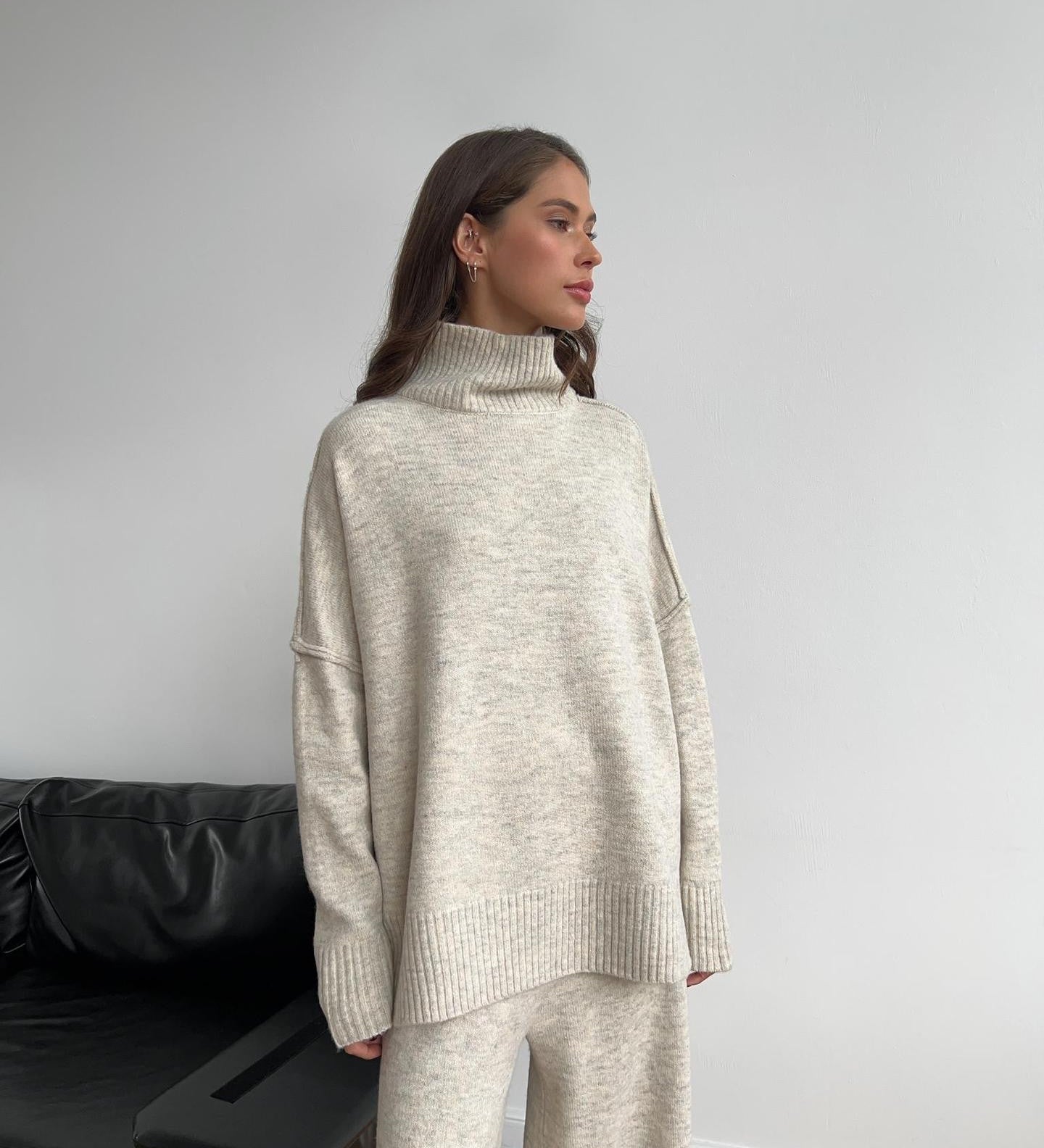 Relaxed Turtleneck Knit Lounge Set