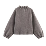 Ruffle Neck Sweater and Flared Mini Skirt Set