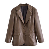 Oversized Faux Leather Tailored Blazer