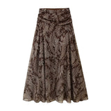 Boho Floral Maxi Skirt Flowy High Waist Beach Style