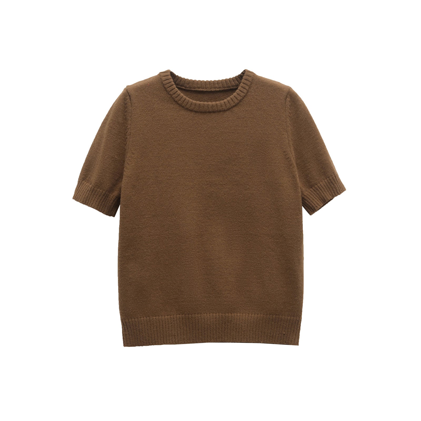 Soft Knit Short Sleeve Sweater Top with Classic Fit