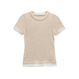 Classic Crew Neck Short Sleeve T Shirt with Contrast Trim