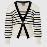 Chic Deep V-Neck Knit Cardigan with Decorative Button