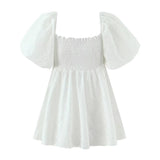 Puff Sleeve Mini Dress Square Neck Summer Dress