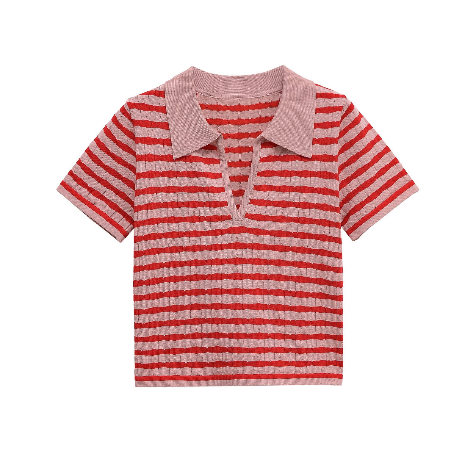 Classic Striped Short Sleeve Women Polo Shirt