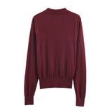 Women Ribbed Knit Polo Sweater Elegant Slim Fit Pullover