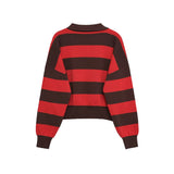 Bold Striped V Neck Women Knit Sweater