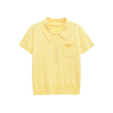 Classic Short Sleeve Button Polo Shirt for Women