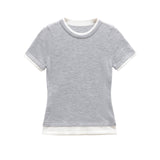 Fitted Crew Neck Contrast Trim T Shirt for Everyday Style