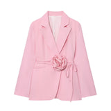 Floral Belt Tailored Blazer