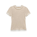 Fitted Crew Neck Contrast Trim T Shirt for Everyday Style