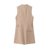 Sleeveless Button Front Tailored Playsuit