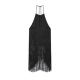 Halter Neck Fringe Mini Dress for Glamorous Evening Style