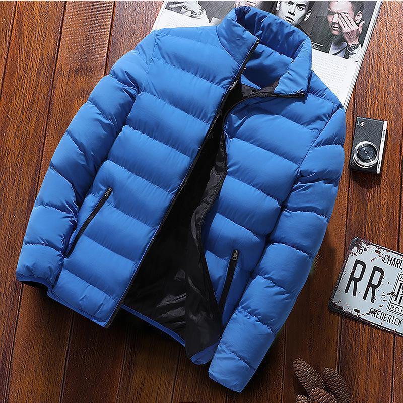 Orizelle | Men's Black Padded Puffer Jacket – Quilted Zip-Up Winter Coat with Stand Collar