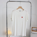 Minimalist Heart Embroidered Cotton Tee