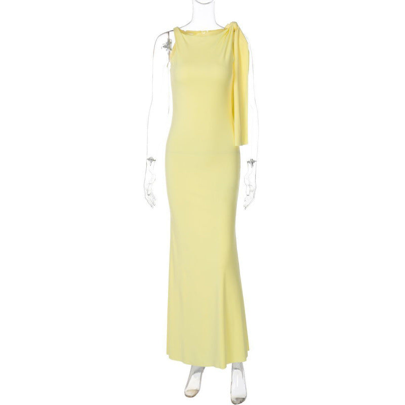 Elegant Bow Shoulder Maxi Dress