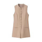 Sleeveless Button Front Tailored Playsuit