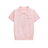 Classic Short Sleeve Button Polo Shirt for Women