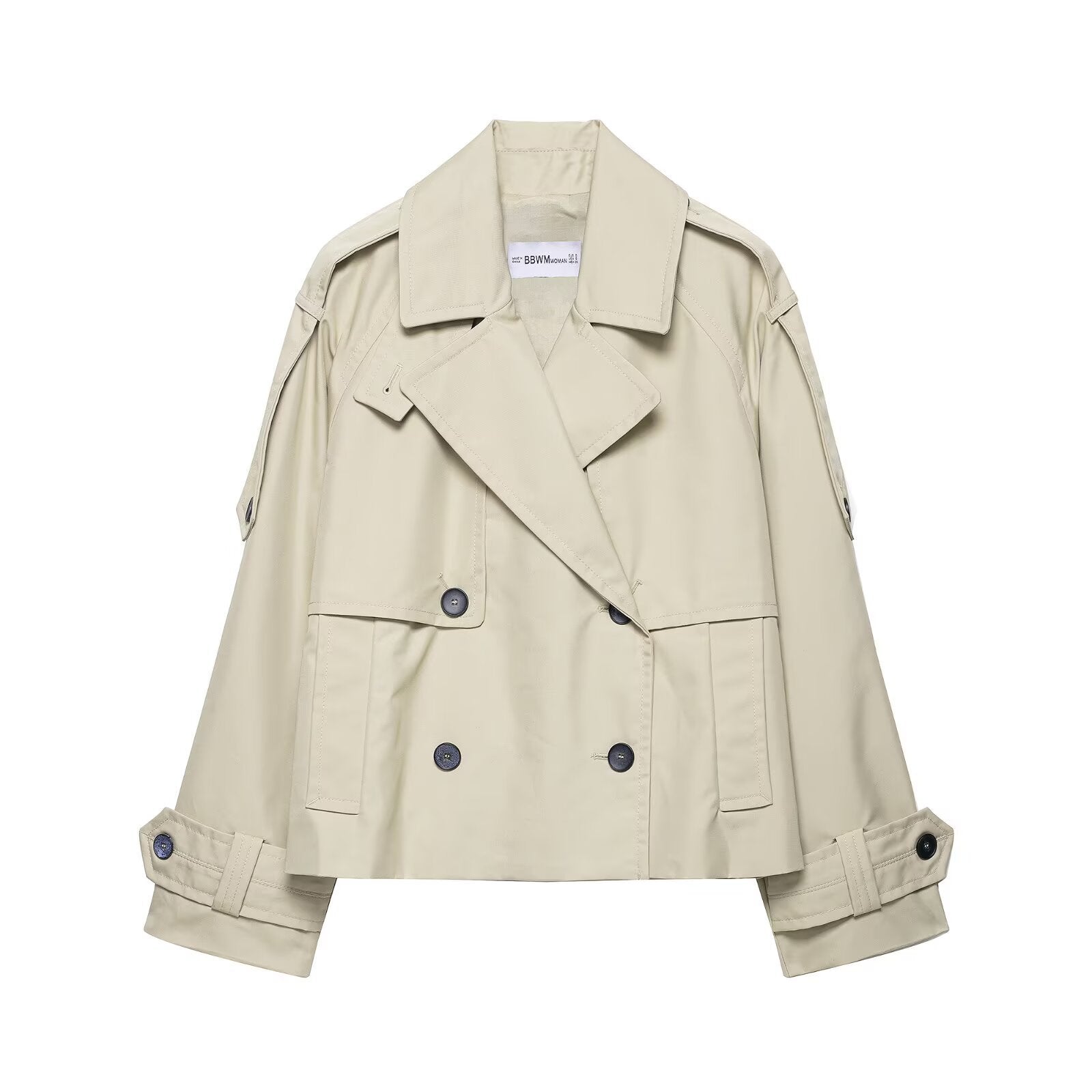 Double Breasted Cropped Trench Jacket with Relaxed Fit