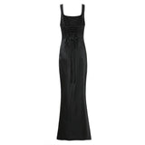 Satin Maxi Evening Dress Elegant Slim Fit