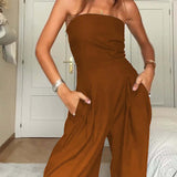 Elegant Strapless Wide-Leg Jumpsuit