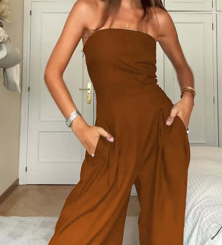 Elegant Strapless Wide-Leg Jumpsuit
