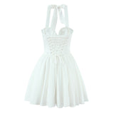 Women Elegant Halter Mini Dress Open Back Summer Dress