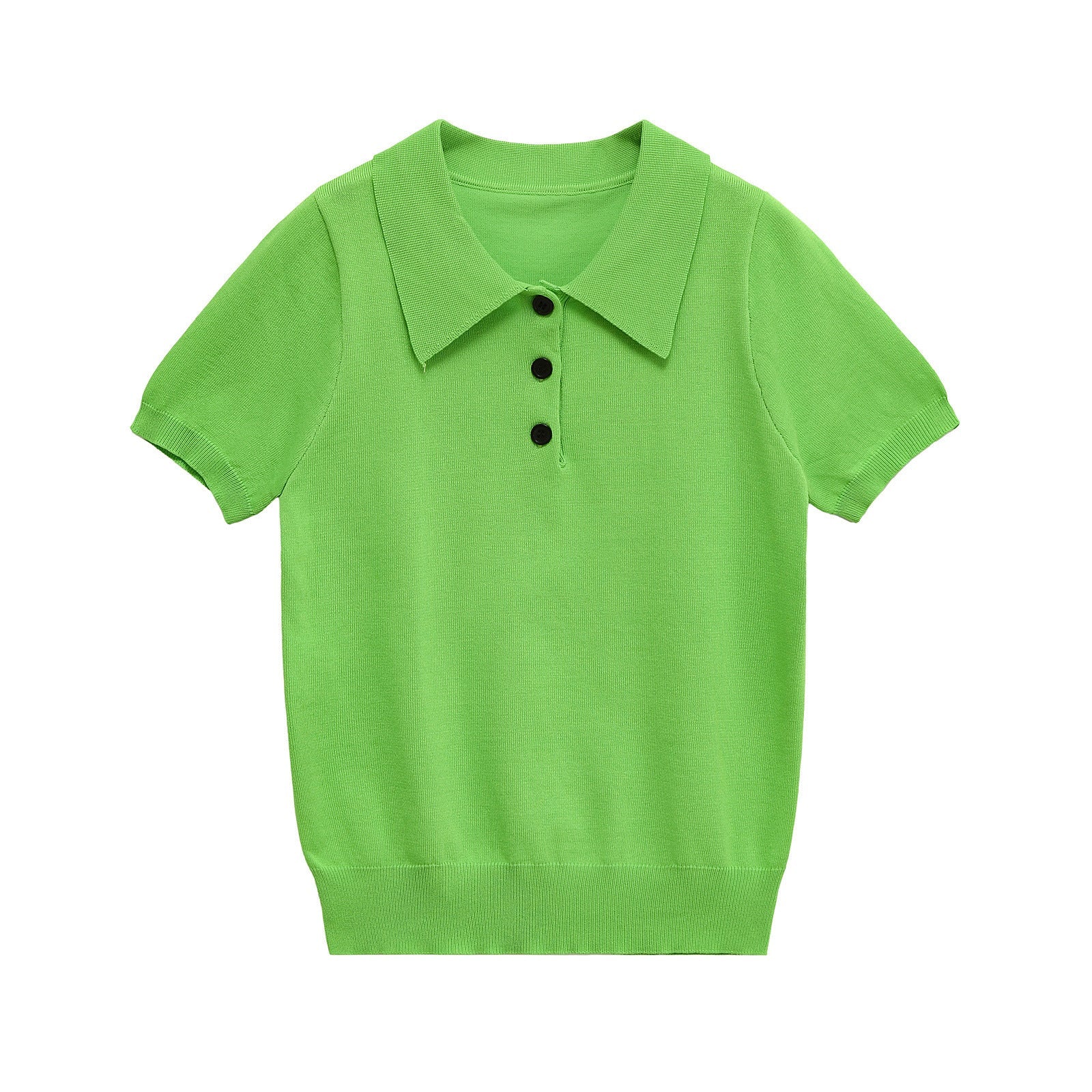 Classic Short Sleeve Knit Polo Shirt for Women