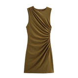 Asymmetric Ruched Mini Dress with One Shoulder Design