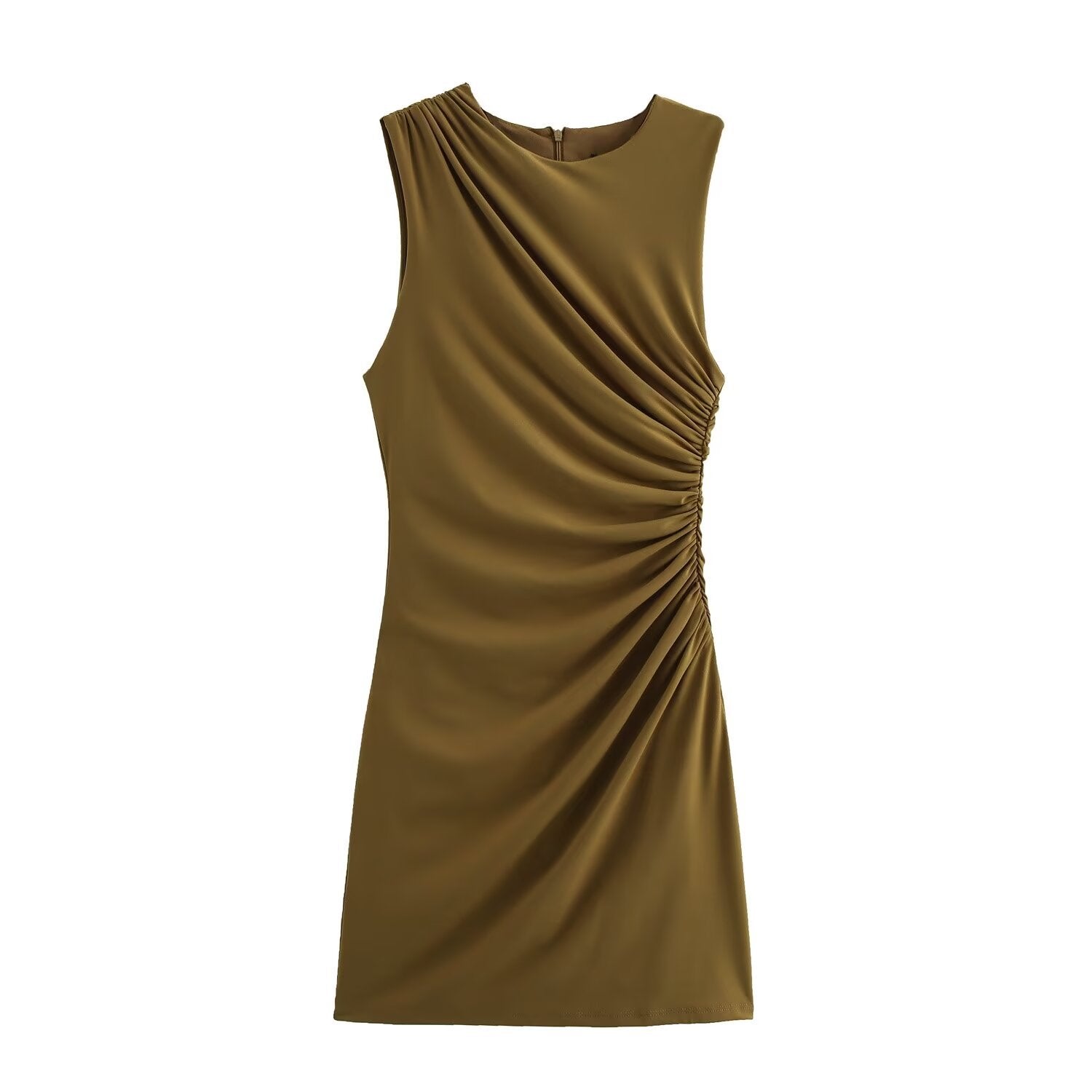 Asymmetric Ruched Mini Dress with One Shoulder Design