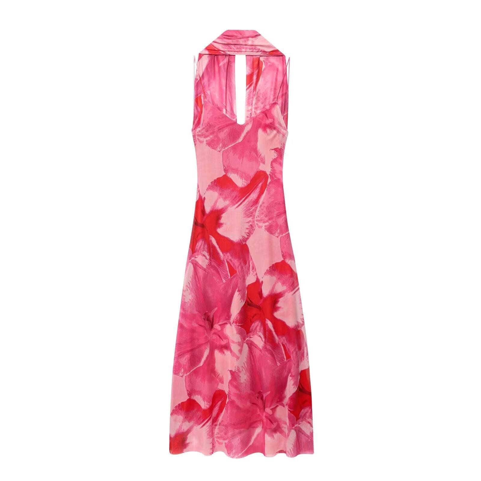 Printed Halter Neck Maxi Dress with Flowing Silhouette