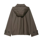 Hooded Utility Jacket with Button Front and Relaxed Fit