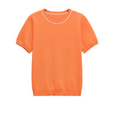 Classic Crew Neck Short Sleeve T Shirt with Contrast Trim