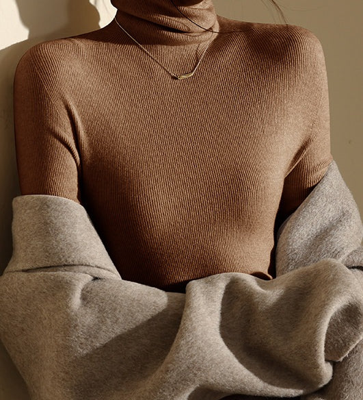 High Neck Slim Fit Knit Top – Seamless Warm Layer