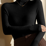 High Neck Slim Fit Knit Top – Seamless Warm Layer