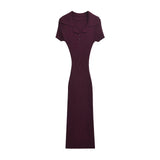 Ribbed Polo Midi Dress Elegant Slim Fit